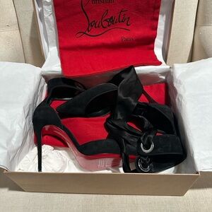 Christian Louboutin Black Satin Heels